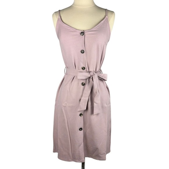 NWT New Anthropologie Pink Prairie Button Down Textured Slip Dress Waist Tie M - Picture 2 of 13
